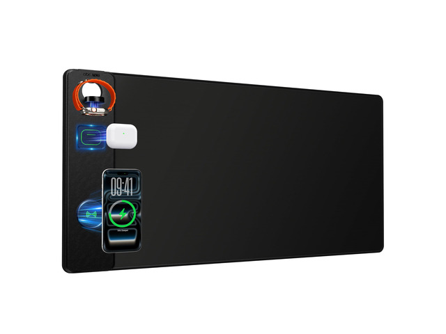 Magnetic Wireless Charging Mouse Pad, 31.5'x15.8' Large Desk Mat Waterproof Mousepad, Smooth Glide, Stitched Edge, Non-Slip Rubber Base, Desk Pad...