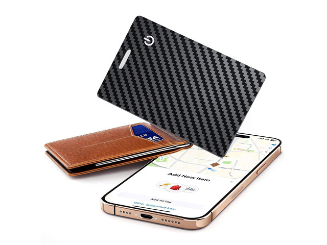 [Apple MFi Certified] Wallet Tracker Card with Apple Find My (iOS Only) Rechargeable Air Tracker Tags Bluetooth Wallet Finder IP68 Waterproof GPS...