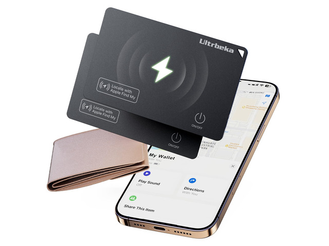 Air Tag Wallet Tracker Cards 2 Pack, Rechargeable Bluetooth Trackers for Wallets, Works with Apple Find My, IP68 Waterproof Card Finders for...
