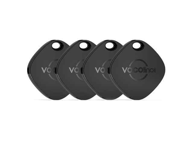 [Apple MFi Certified] Air Tracker Tags 4 Pack Black, Smart Key Finder Work with Apple Find My APP (iOS Only,Not for Android), Item Locator for...
