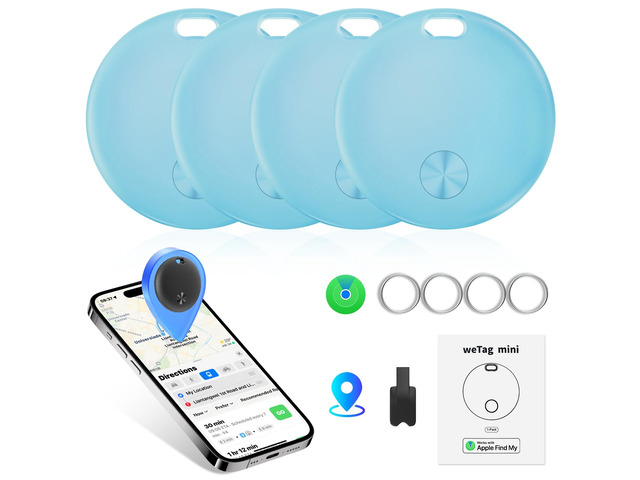 Smart Tracker Tags Works with Apple Find My APP (iOS Only), 4 Pack Global Tracking, 92 dB Sound, Lost Mode, Lost Alerts, Replaceable Battery,MFi...