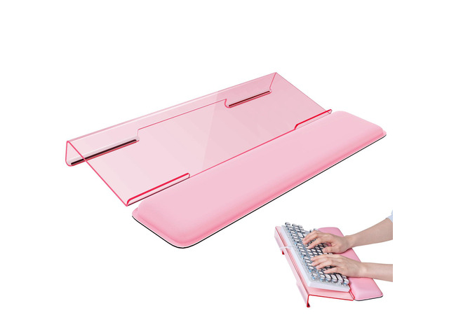 Computer Keyboard Wrist Rest, Keyboard Riser Stand for Desktop Pink, Ergonomic Acrylic Keyboard Holder, Non-slip Wrist Pad, Pain Relief for Typing,...