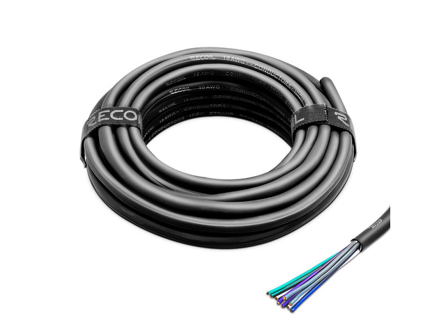 20-Feet 9-Conductor Speaker Cable 18AWG CCA Easy Peel Jacket Car Ultra-Flex 4-Channel Speaker Wire and Remote Wire