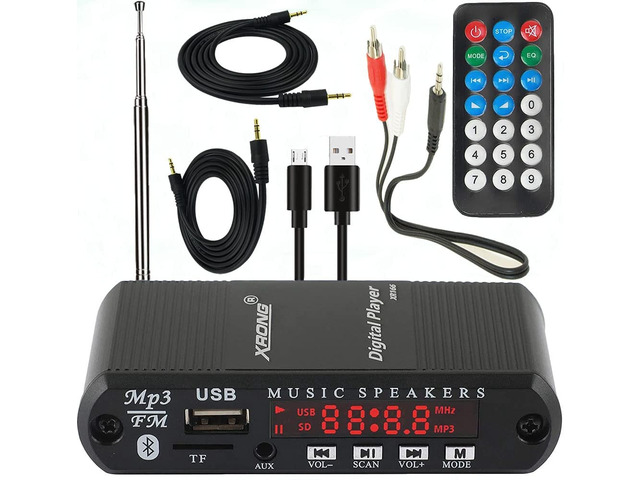 Bluetooth Audio Receiver FM Radio,MP3 Digital Player,LED 4-Digital Display,SD Card/USB Playback 3.5mm Audio Output(Black)