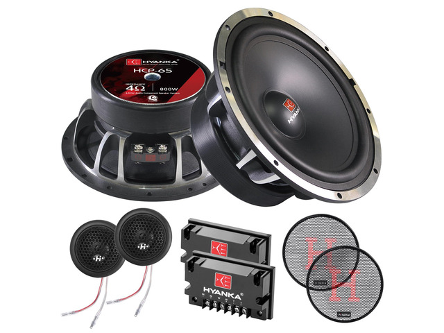 HCP-65 6.5-Inch Component Car Speakers, 800W, Complete Set Includes 2 midrange woofers, 2 tweeters, and 2 crossovers for balanced car door audio...