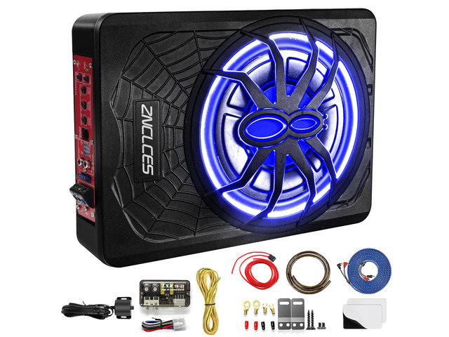 2025 Upgraded 10' 1200W Slim Under Seat Powered Car Subwoofer, Car/Truck Sub Built in Amplifier for Outstanding Heat Dissipation, Powerful bass and...