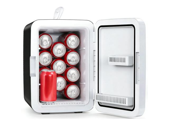 10L Mini Fridge, Portable Compact Refrigerator, 2.6 Gal Skincare Cooler with AC/DC Adapter, Quiet Small Personal Fridge for Beverage, Food, Makeup,...