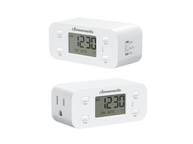 Indoor 24 Hour Programmable Digital Timer Outlet, 1 Outlet,2 Pack 3 On/Off Programs,125V/15A, 1/2 HP, 3 Prong Light Timer for Lamp,Aquarium,...