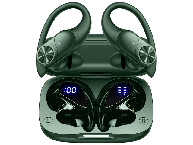 Bluetooth Headphones Wireless Earbuds 80hrs Playtime Wireless Charging Case Digital Display Sports Ear Buds with Earhook Deep Bass IPX7 Waterproof...