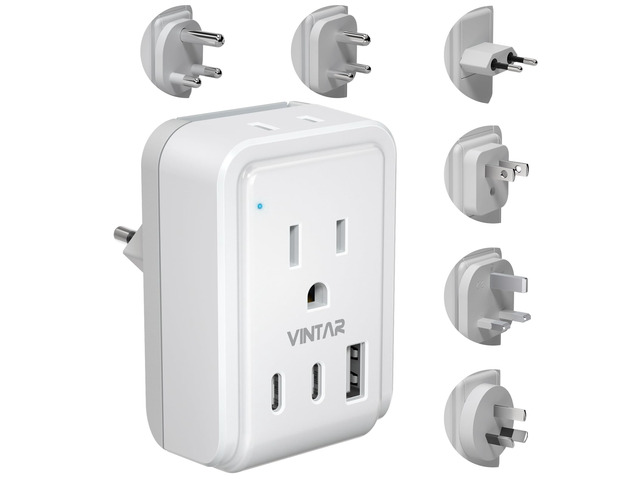 Universal Travel Adapter Kit, Type A,C,G,D,I,M Detachable Attachment 5 in 1 with 2 Outlets 3 USB Ports(2 USB C), 17W Fast Charge, International...
