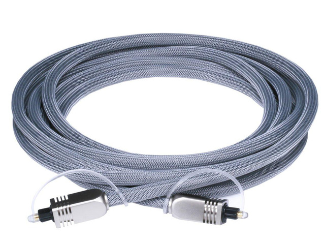 Premium S/PDIF (Toslink) Digital Optical Audio Cable - Silver - 10 Feet Heavy Duty Mesh Jacket, Metal Connector Heads, For Play Station, Xbox...