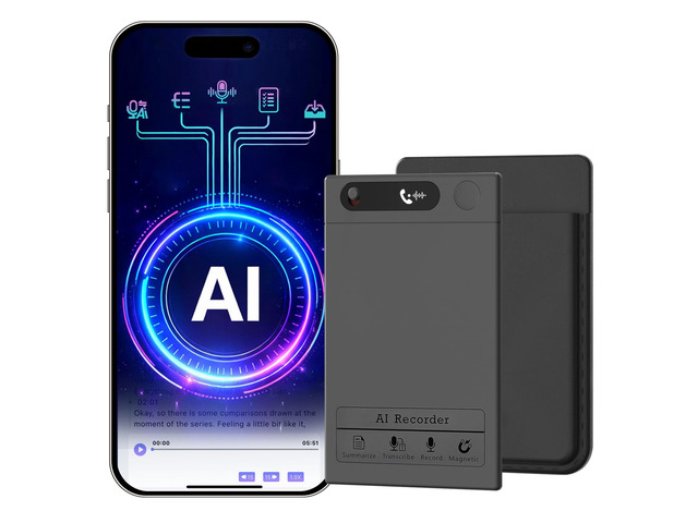 AI Smart Voice Recorder, 64GB 1000+ Hours Audio Recorder with Fast AI Transcription, Summaries, Mind Map, Q & A, Data Safe, Ultra-Thin, Magnetic...