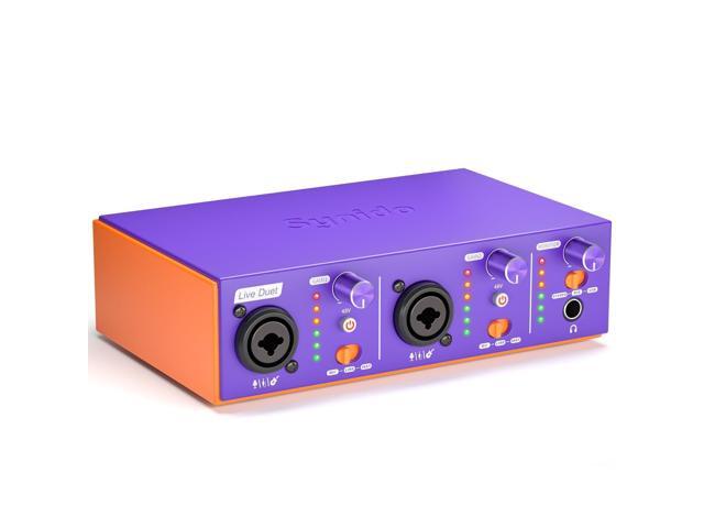 USB C Audio Interface for Recording Music, Streaming, Podcasting with Dual XLR, Line Input, 24bit/48kHz, 48V Phantom Power, 2-channel, Purple