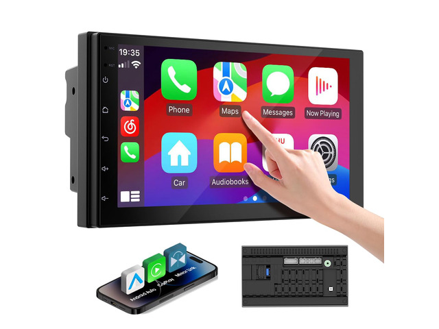 Double Din Car Stereo Radio with 7 inch HD Touchscreen, Wireless Apple Carplay & Android Auto, Bluetooth, SWC, Mirror Link, AUX,FM Car Radio...