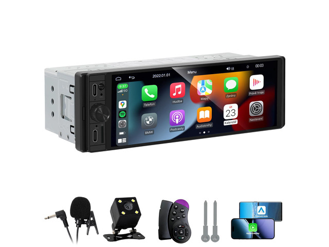 Single Din Car Radio - Car Stereo with Wireless Apple Carplay Android Auto, 6.9' Touchscreen Radio with Bluetooth 5.2 Support Mirror Link, RCGPS,...