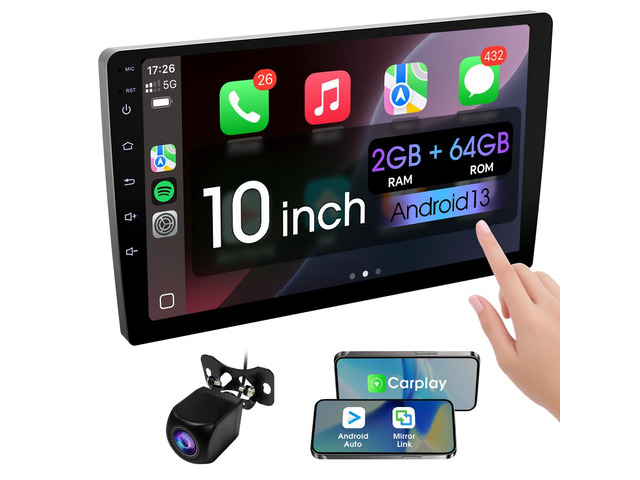 10.1 Inch Double din car Screen,with wireles CarPlay and Android Auto,HD Touch Screen Car Stereo with Mirror Link, Bluetooth 5.0, Backup Camera,...