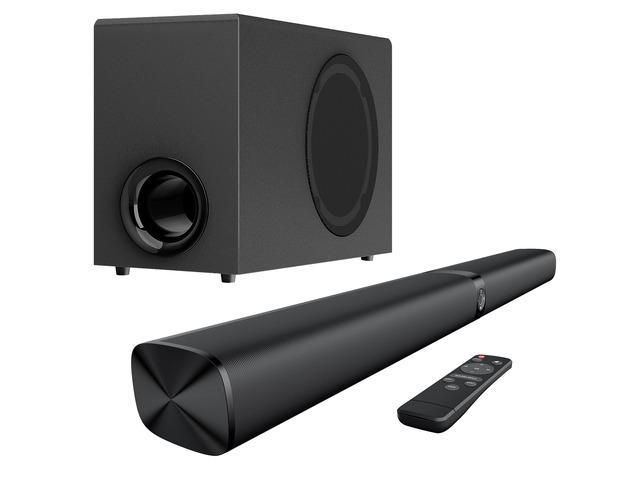 Sound Bar with Subwoofer, 110W Sound Bar with Adjustable Deep Bass & 3 EQ Modes, Bluetooth/ARC/Opt/AUX Connect, Sound Bar for Smart TV