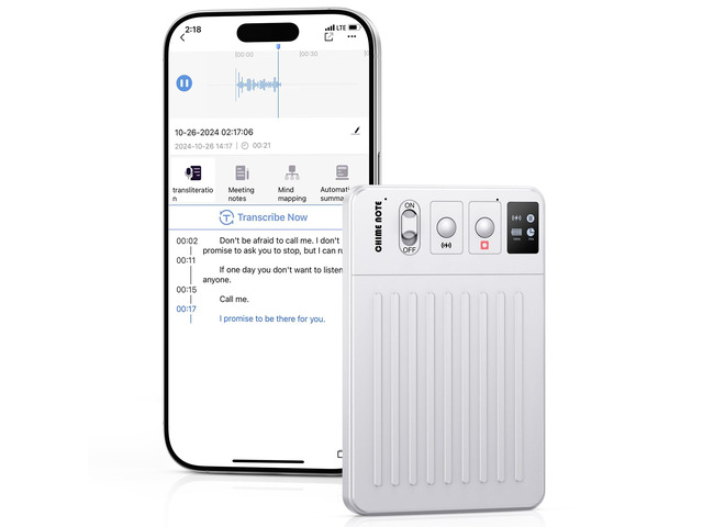 Note AI Voice Recorder with ChatGPT-Powered Transcription, Summary & Translation, App-Controlled, 121 Languages, 64GB, Wireless Charging, for...