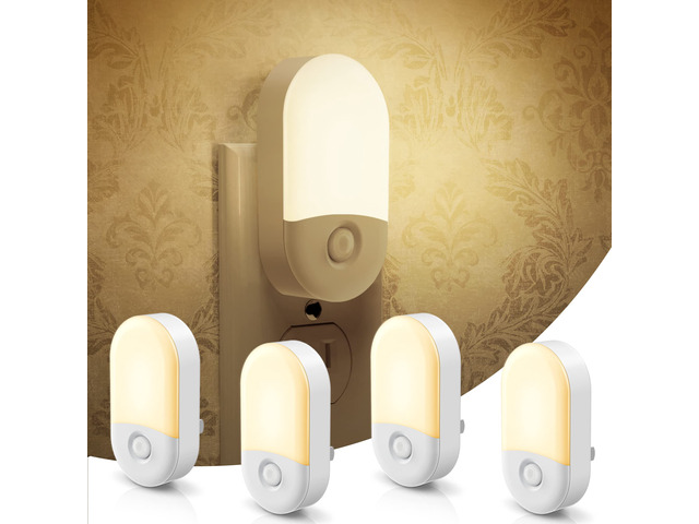 Night Lights Plug into Wall, 4 Pack LED Night Light Light Light Sensor, 30/60LM Nightlights for Kids Room, Soft White 3000K, 0.6W Automatic Plug in...