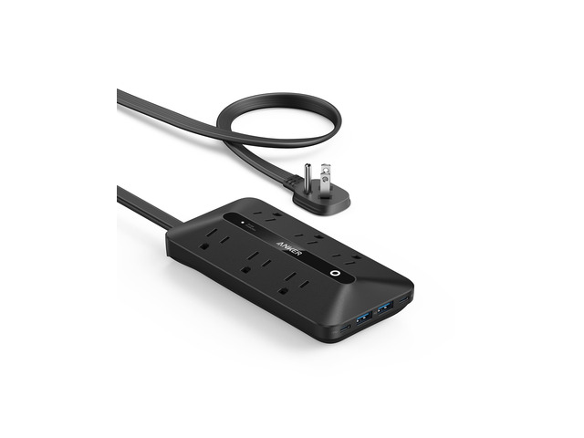 Power Strip with 300J Surge Protector, 5ft Outlet Extender, 20W, 6AC Flat Plug Extension Cord with Multiple Outlets, 2 USB C, 2 USB A, Dorm Room...