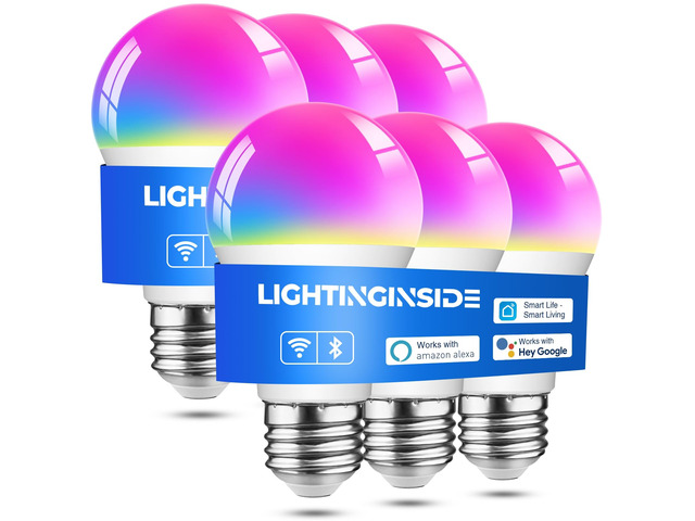 Smart Light Bulbs Work with Alexa/Google Home/SmartLife 6PCS CRI>90, No Hub Required, 60W RGBCW Color Changing Light Bulbs, 800LM 9W Smart Bulb,...
