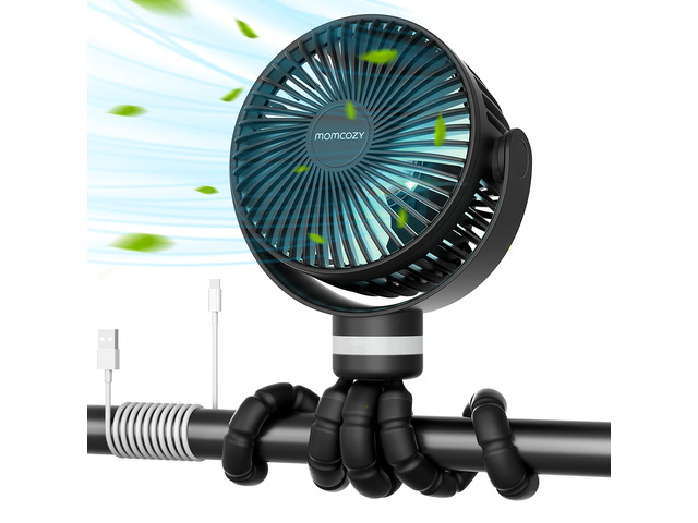8000mAh Portable Stroller Fan 27H Ultra-long Battery Life Detachable 4 Speed 360°Rotate 2 Modes LED Night Light, USB Rechargeable Handheld...
