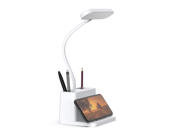 Small Desk Lamp, Rechargeable Cute Table Light for Kids Teens for College Dorm Room, Home Office, Bedroom, White, LED, Pen Holder, Mini, Gooseneck,...