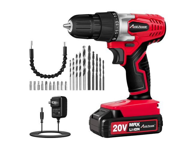 20V Cordless Drill Set for Home DIY & Beginner Projects - Lightweight Power Drill with Battery Charger & 22 Bits, Variable Speed, 3/8' Keyless...