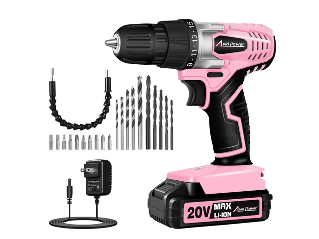 20V Cordless Drill Set for Home DIY & Beginner Projects - Lightweight Power Drill with Battery Charger & 22 Bits, Variable Speed, 3/8' Keyless...