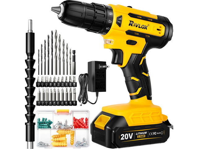 20V Cordless Drill Set,Electric Power Drill Cordless,Power Drill Drivers Electric Screwdriver - 2.0Ah Batteries, 30Nm21+1 Torque,2 Speed, Built-in...