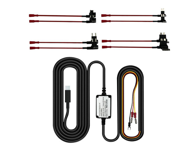 USA Type-C Dash Cam Hardwire Kit, 12V-30V to 5V/2A Charger, Includes 8 Fuse Tap Cables & Tool, 11.5ft