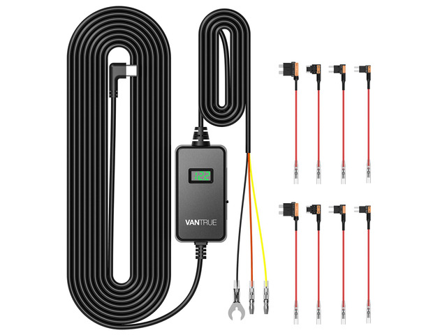 USB-C Display Hardwire Kit with 3-Stage, Acc Cable for Dashcam, 11.6/23.6V, 12/24V, 12.4/24.4V to 5V, Fuse Holder with Low Voltage Protection,...