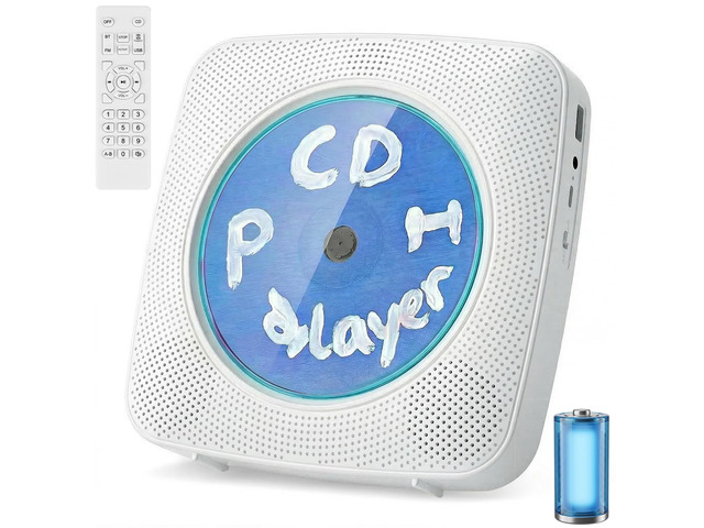 CD Player Portable Bluetooth CD Players for Home Rechargeable Desktop Wall Mountable Portable CD Player Dual Speakers 1800mAh Boombox FM Radio MP3...