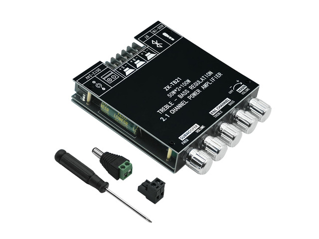 50W+50W+100W Amplifier Board with Treble and Bass Control, Bluetooth 5.0 HiFi 2.1 Channel Subwoofer Stereo Amplifier Board, Dual TPA3116D2 Chip BT...