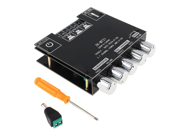 ZK-MT21 Bluetooth Power Amplifier Board 2.1 Channel 50W x 2 + 100W Mini amp module. quickly connects. Fits car audio speakers/home theater. with...