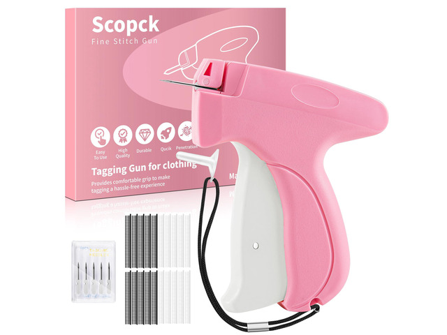 Stitch Gun for Clothes - Handheld Stitch Gun Quick Clothing Fixer - Tagging Gun - Includes 6 Needle, 1000 Black Fasteners & 1000 White Fasteners
