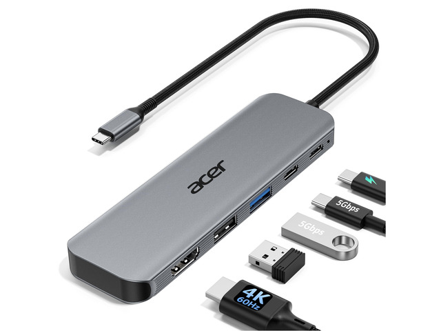 USB C Hub, 5-in-1 USBC to HDMI Adapter with 4K@60Hz for Laptop/Mac USBC Splitter Docking Station with HDMI 2.0, 100W PD, USB-C, USB-A 3.0 & USB-A...