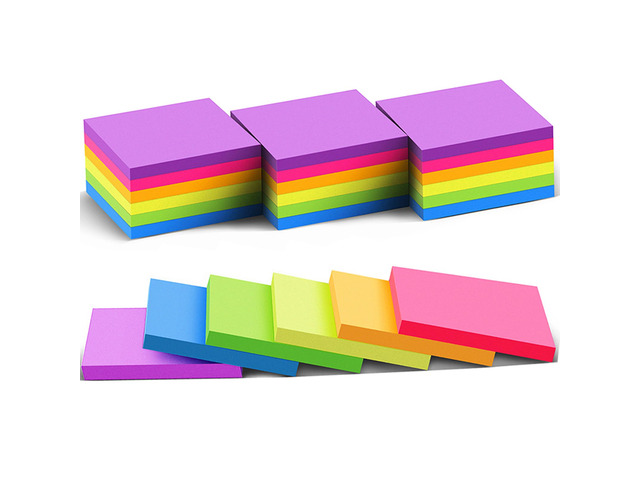 (24 Pack) Sticky Notes 3x3 in Post Bright Stickies Colorful Memo Pads Super Sticking Power,Strong Adhesive, 74 Sheets/pad