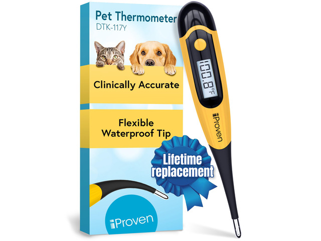 iProven Dog & Cat Thermometer for Fast and Accurate Fever Detection Comfortable Flexible Tip, Waterproof Pet Thermometer, Quick Readings in 20...