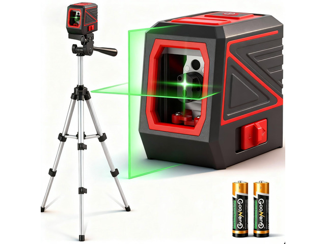 Laser Level with Tripod, 100Ft Green Cross Line Rotary Laser Tool Rotatable 360 Degree, Manual Self leveling and Pulse Mode,IP54 Waterproof &...