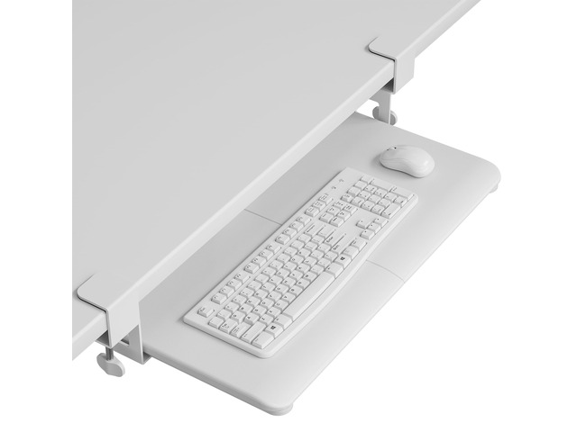 Under Desk Keyboard Tray, Pull-Out Keyboard & Mouse Platform C-Clamp Mount, Space-Saving Ergonomic Slide-Out Drawer, 31.3 in Including Clamps, 25.6...