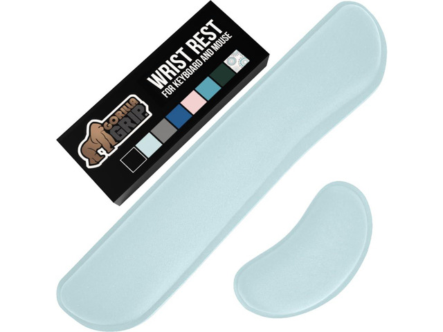 Memory Foam Wrist Rest for Computer Keyboard, 2 Piece Sky Blue Silky Mousepad Rest, Ergonomic Design for Typing Pain Relief, Mouse Pad Support for...