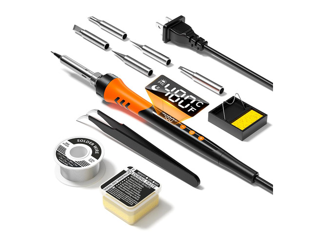90W 110V LCD Soldering Iron, Soldering Iron Kit, 10-in-1 Soldering gun Tool, 5 Soldering Iron Tips, Solder Wire, Solder Paste, Adjustable...