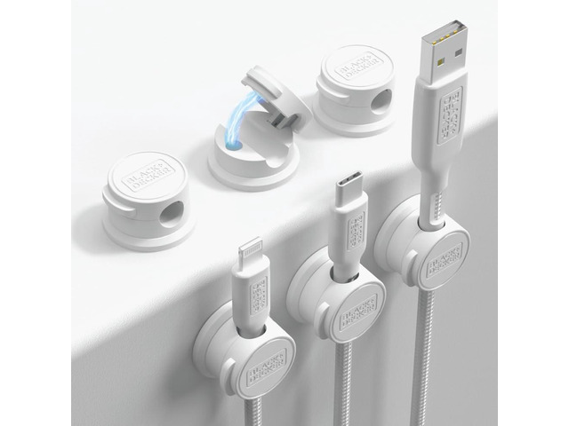 Magnetic Cord Organizer Holder, 6 Pack (White) Magnetic Cable Clips, Under Desk Cable Management, Strong Adhesive Cord Holder for Nightstand...
