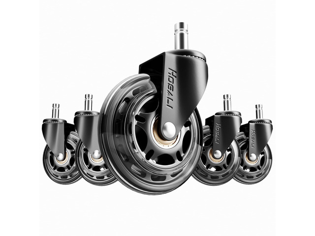 3 Inch Office Chair Wheels - Rubber Chair Casters Replacement, Heavy-Duty Computer Gaming Desk Caster Wheel Smooth & Safe Rolling for All Floors...