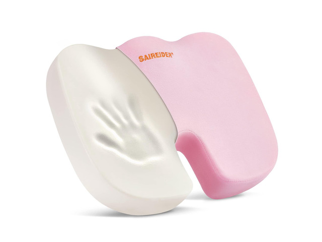 Office Chair Cushion, Car Seat Cushion, Memory Foam Coccyx Cushion Pads for Tailbone Pain, Sciatica Relief Pillow, Correct Sitting Posture (Pink)
