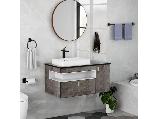 8-Piece Black Bathroom Hardware Set, 24 inch Towel Bar Towel Racks for Bathroom Accessories Set, Robe Towel Hooks, Toilet Paper Holder Wall Mounted