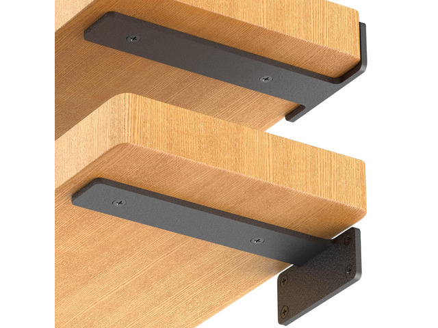 6 Pack Floating Shelf Brackets,6 Inch Heavy Duty Metal Brackets 1/5 Inch Thicked Black Metal Shelf Brackets for Shelves