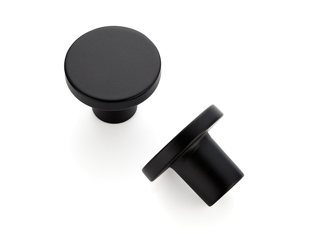 Cabinet Knobs, 10 Pack Black Dresser Drawer Pulls, 1-1/5 Inch Matte Black Finish, Round Grip Design, Kitchen Cabinet Upgrade, For Dressers,...