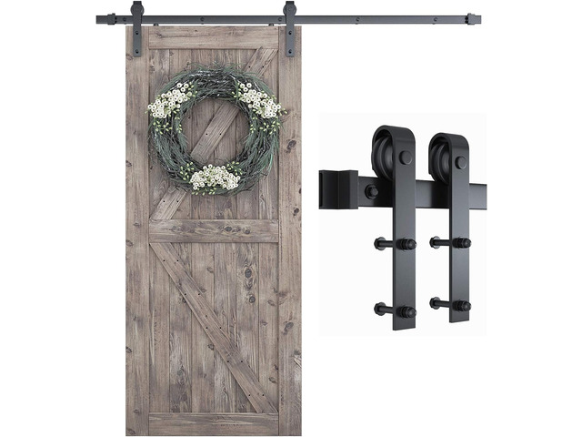 6.8 FT Barn Door Hardware Kit -Fits 40' Wide Door Panel Sliding Barn Door Track, Smooth and Quiet, Easy to Install, Includes Step-by-Step...